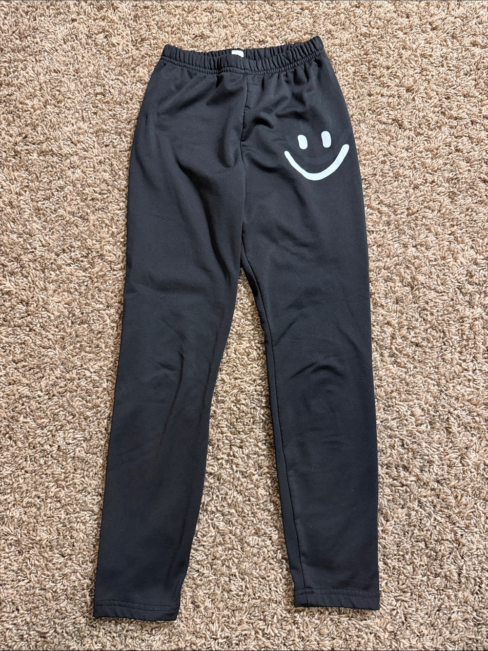 SHEIN Black Leggings with White Smile Accent
